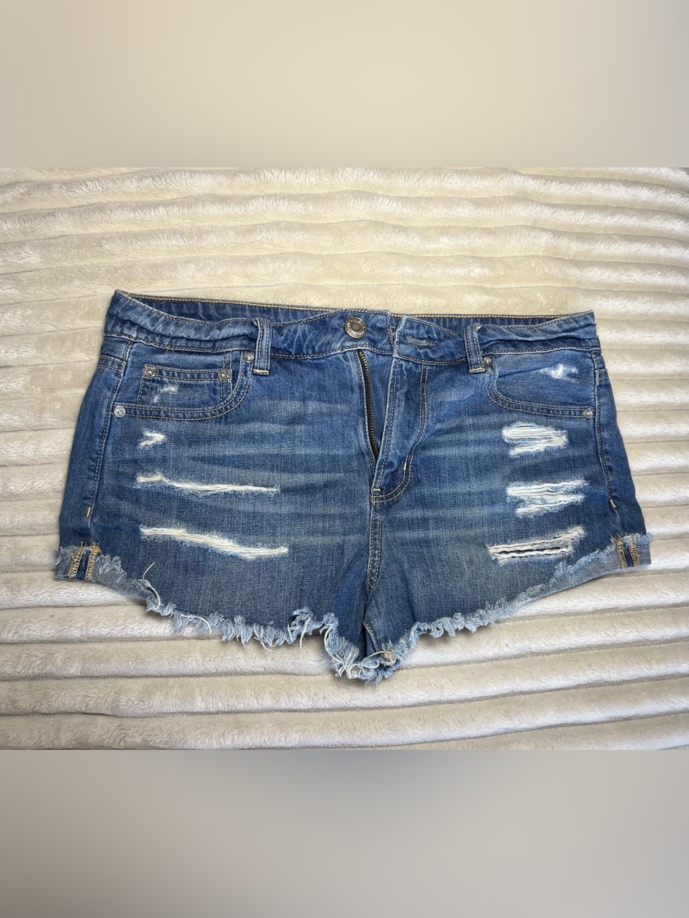 American Eagle Outfitters Distressed Blue Denim Cutoff Shorts